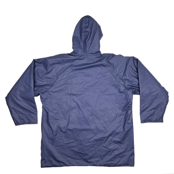 Misty Harbor Vintage Any Weather Slicker Hooded Raincoat Navy Red Plaid Size L - Picture 4 of 11